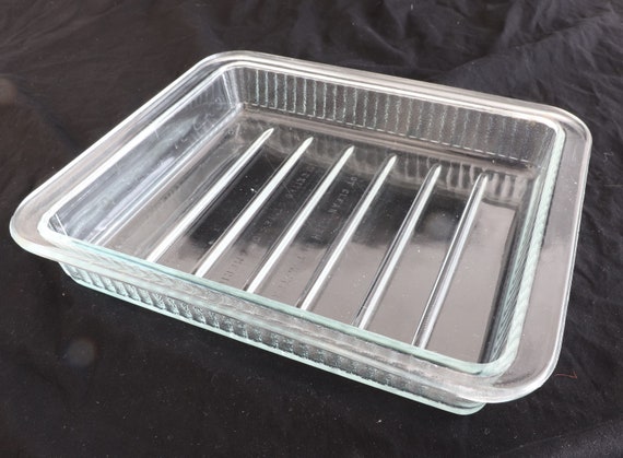 Vintage 1950's Frigidaire Glass Cold Storage Tray Refrigerator Tray Six  Ridges' Ribbed Edges 