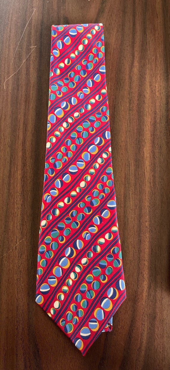 Vintage VivAce Tie Abstract Geometric Red Blue Yel