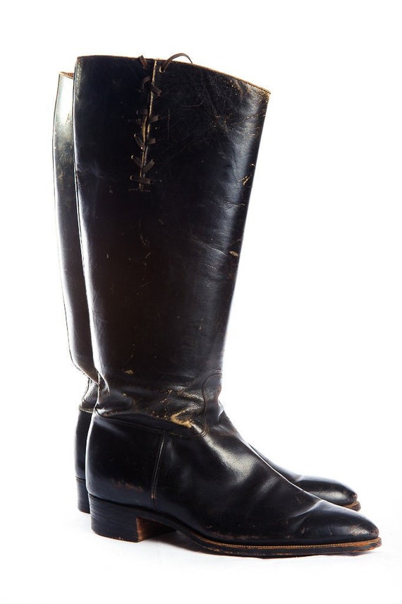 Vintage 1940’s - 1950’s Men’s Black Leather Boots… - image 2