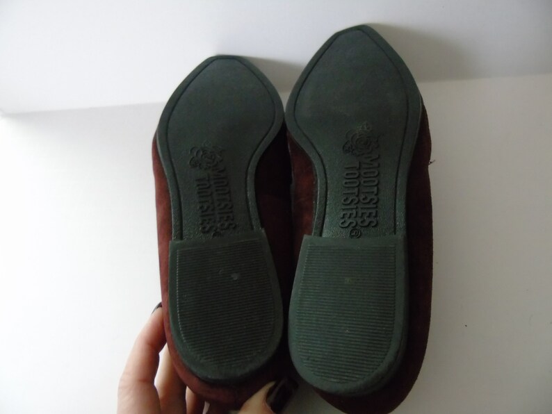 Vintage Shoes Mootsies Tootsies Maroon Women/'s Flats Roped Cord Size 6 12 M