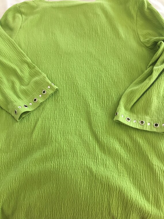 Woman's Lime Green V Neck Blouse Quaker Factory "… - image 5