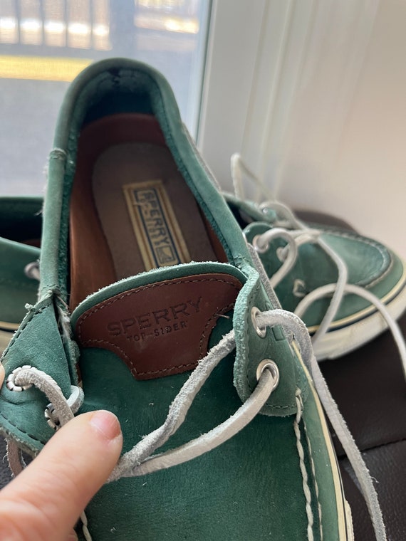 Vintage Men's Sperry Rand Leather Turquoise Green… - image 9