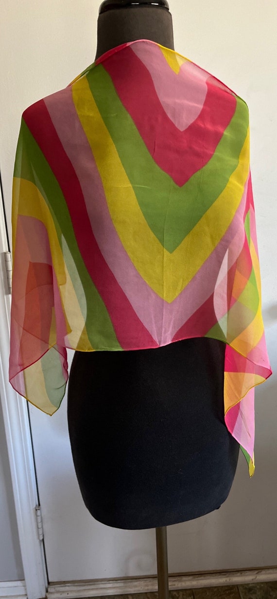 Vintage 1960’s Pop Art Colored Sheer Scarf Handma… - image 1