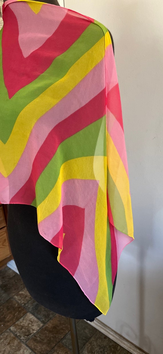 Vintage 1960’s Pop Art Colored Sheer Scarf Handma… - image 5