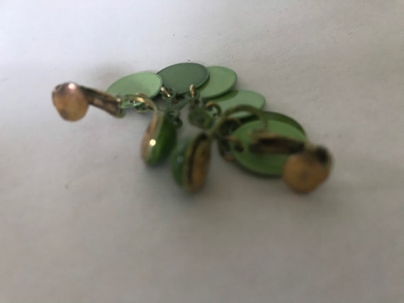 Vintage 1960's Handmade Chartreuse Green Clip On … - image 6