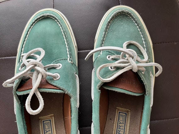 Vintage Men's Sperry Rand Leather Turquoise Green… - image 2