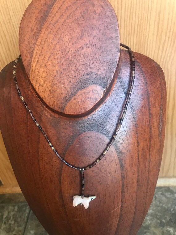 Vtg Zuni Necklace Choker Native American Hand Car… - image 1