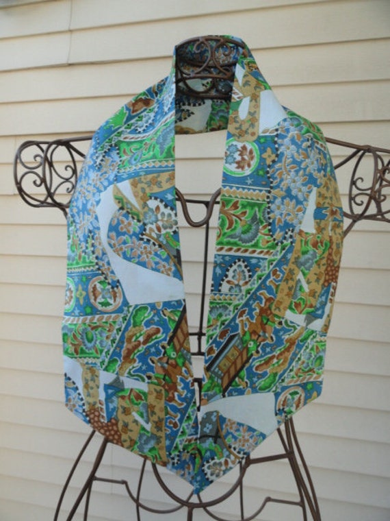 Vintage 1960’s Ascot Scarf Doubled Sided Cravat P… - image 1