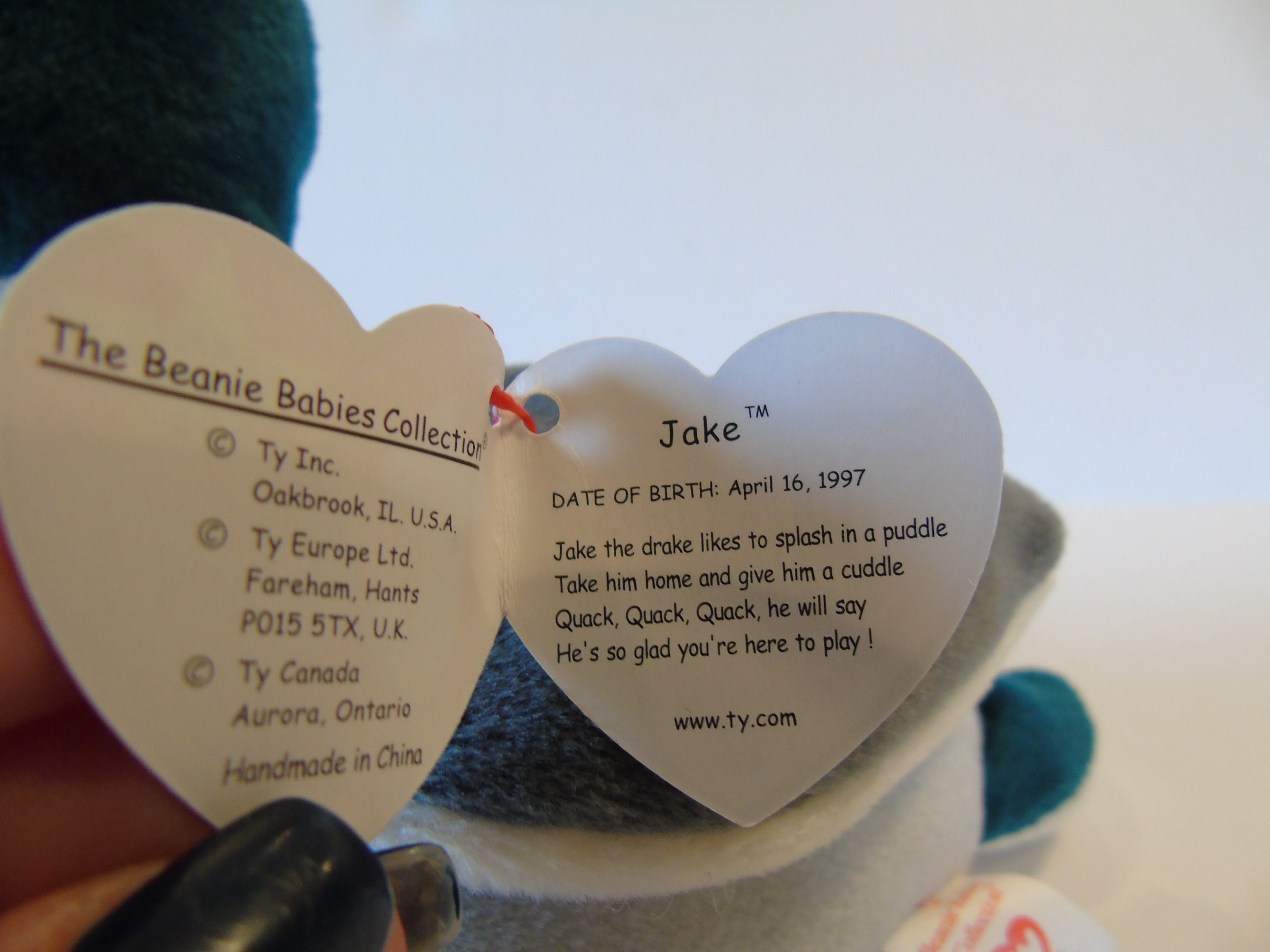 Ty Beanie Babies Jake the Duck Birth Date April 16 1997 No Etsy