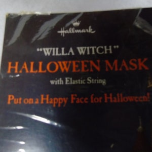 Vintage Retro Willa Witch Halloween Mask With Elastic String With A Spider By Hallmark Paper Party Decoration image 4