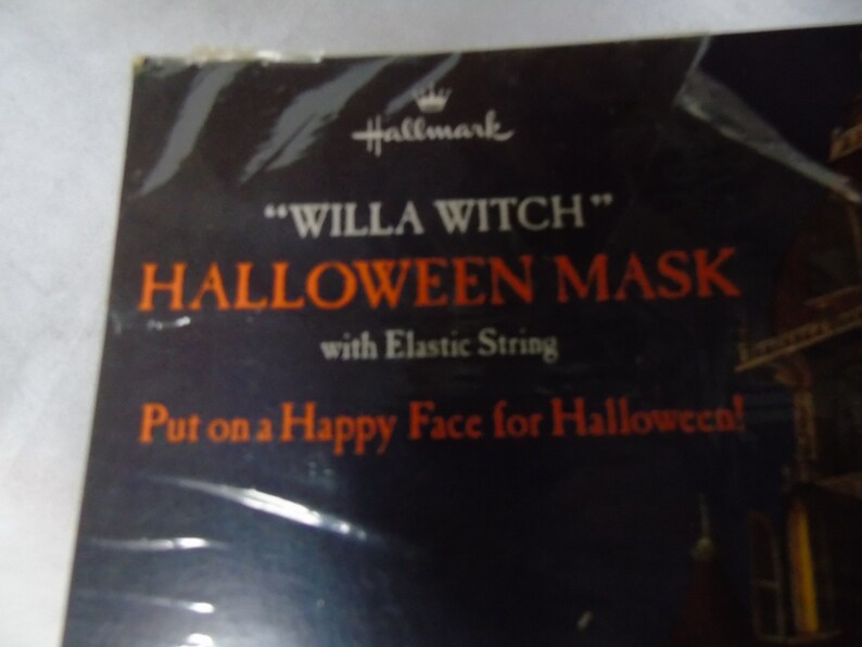 Vintage Retro Willa Witch Halloween Mask With Elastic String With A Spider By Hallmark Paper Party Decoration image 4