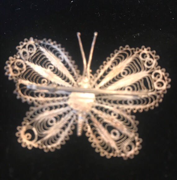 Vintage 1960's Sterling Silver Butterfly Pin With… - image 3