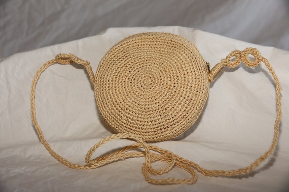 Vintage 1960's Crochet Round Purse Shoulder Cross… - image 3