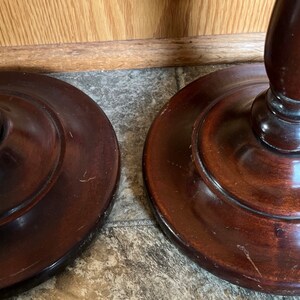 Vintage Pair 1950s Elegant Turned Wood Candle Holders Brass Lip Candle Holder 14.5 Tall image 8