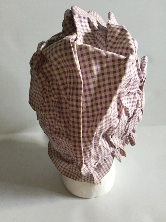 Vintage 1960's Cotton Prairie Bonnet Button Scall… - image 5