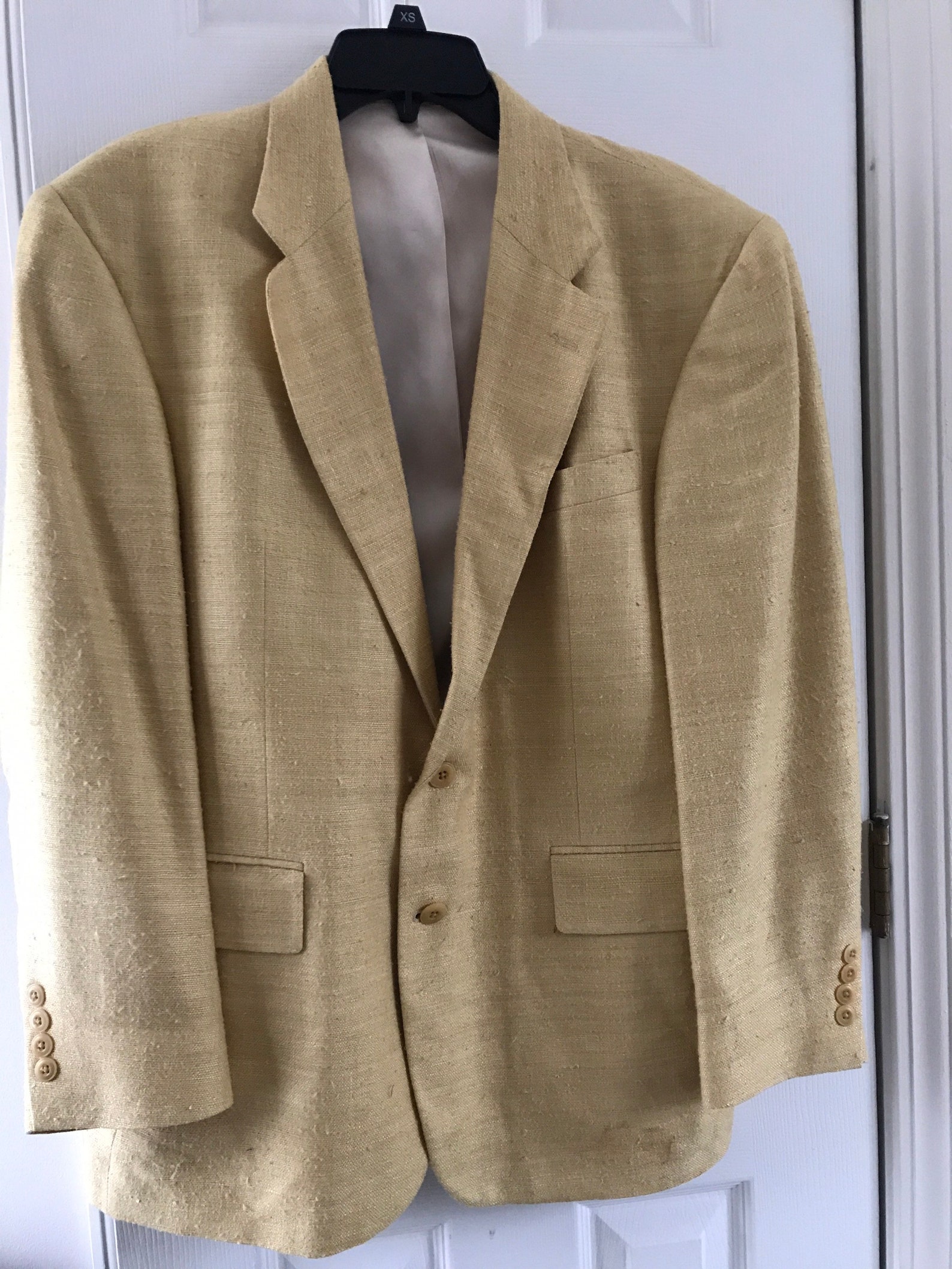 Vtg BACHRACH Solid Yellow Mens Sport Coat 42S 100 Silk Made Etsy