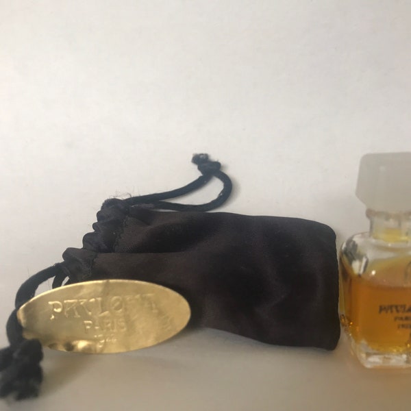 Vintage Pavlova Paris 1922 Cantilène (1976) PARFUM miniature 2 ml Gold Label In Mini Black Satin Sac