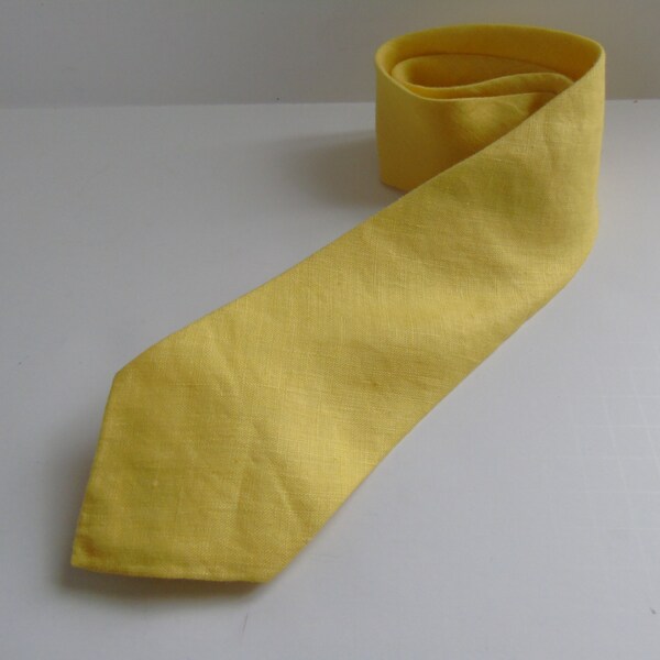 Corbata de hombre Briar sólido CESARANI Amarillo 100% Lino puro tejido en Irlanda Vintage