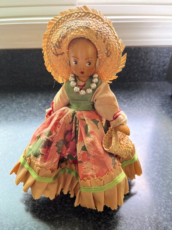 Vintage Handmade Wooden Doll Hand Painted Made in Puerto Rico Etsy