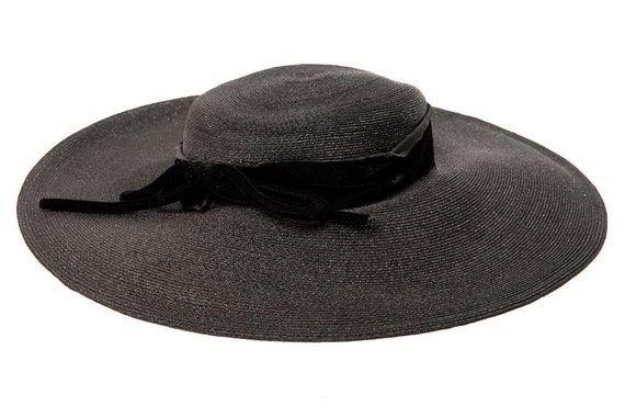 Vintage 1960's Women's Black Hat With Black Velve… - image 2