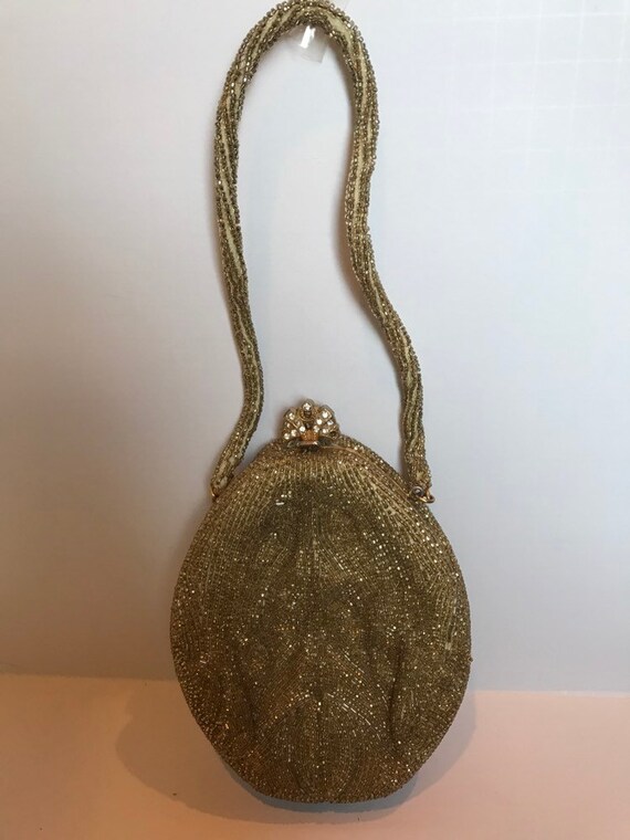 Vintage Walborg Gold Beaded Evening Bag Handmade … - image 5