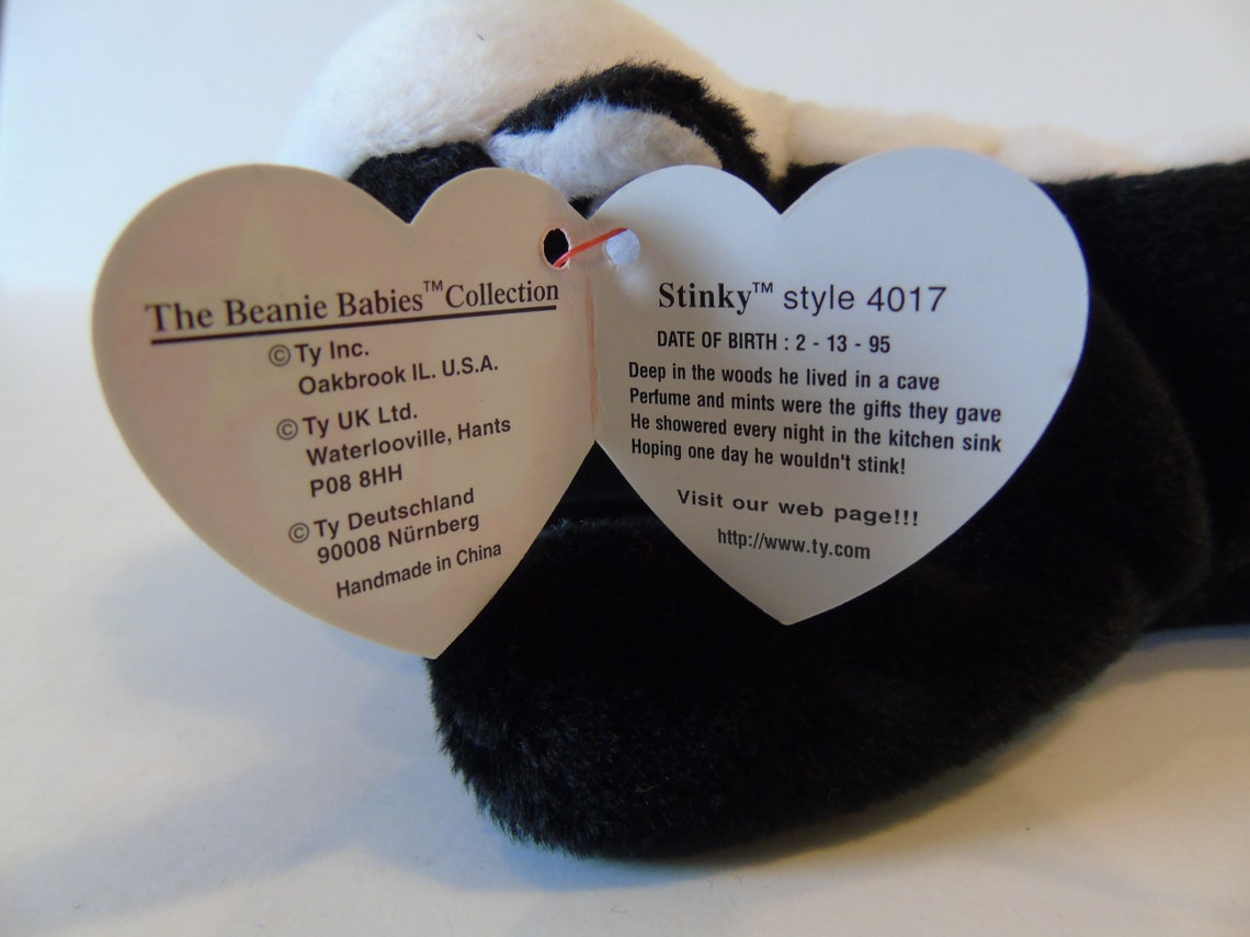 Ty Beanie Babies Stinky the Skunk Birth Date 2-13-96 Style No. - Etsy