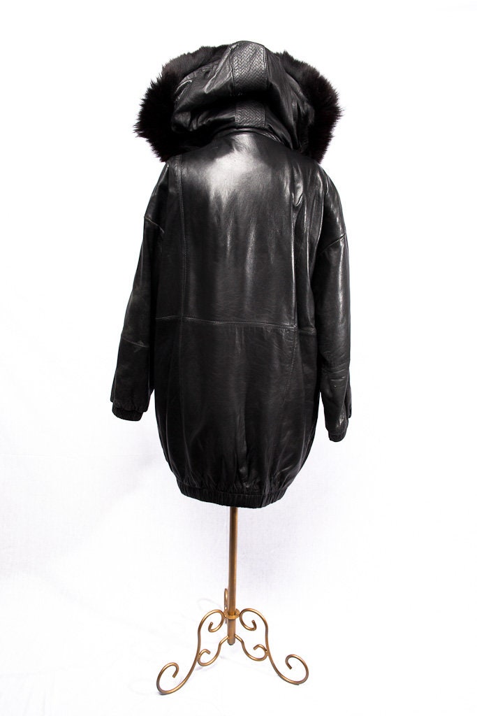 Vintage Tibor Leather Coat With Hood 