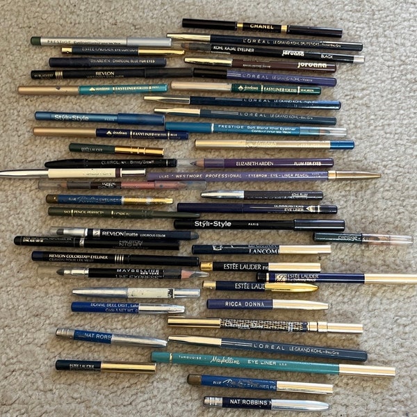 Vintage 47 Eyeliners Various Brands & Sizes All Used For Collecting Purposes Only  Halston Dior Maybelline