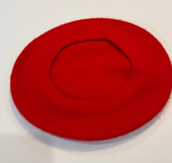 Vintage 1960's Red Beret 100% Wool 6" Tam Hat - image 4