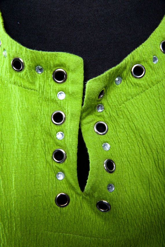 Woman's Lime Green V Neck Blouse Quaker Factory "… - image 2