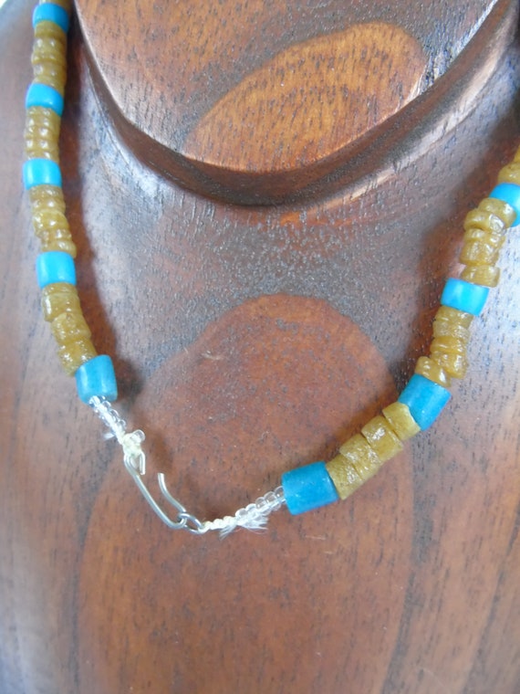 Vintage Heishi Necklace Metal Bead Graduated Shel… - image 3