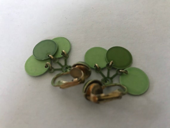 Vintage 1960's Handmade Chartreuse Green Clip On … - image 7