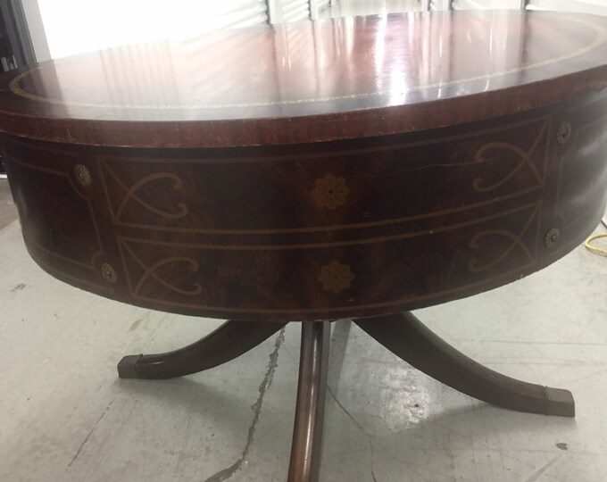 Vintage 1940's Duncan Phyfe Style Reproduction Wooden Drum Table