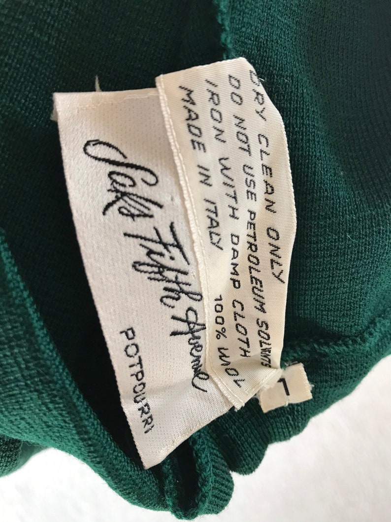 Vintage Women/'s Pants Hunter Green Saks Fifth Avenue POTPOURRI Made In Italy 100/% Wool L