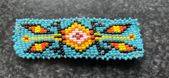 Vintage Handmade Native American Large Beaded Bar… - image 1