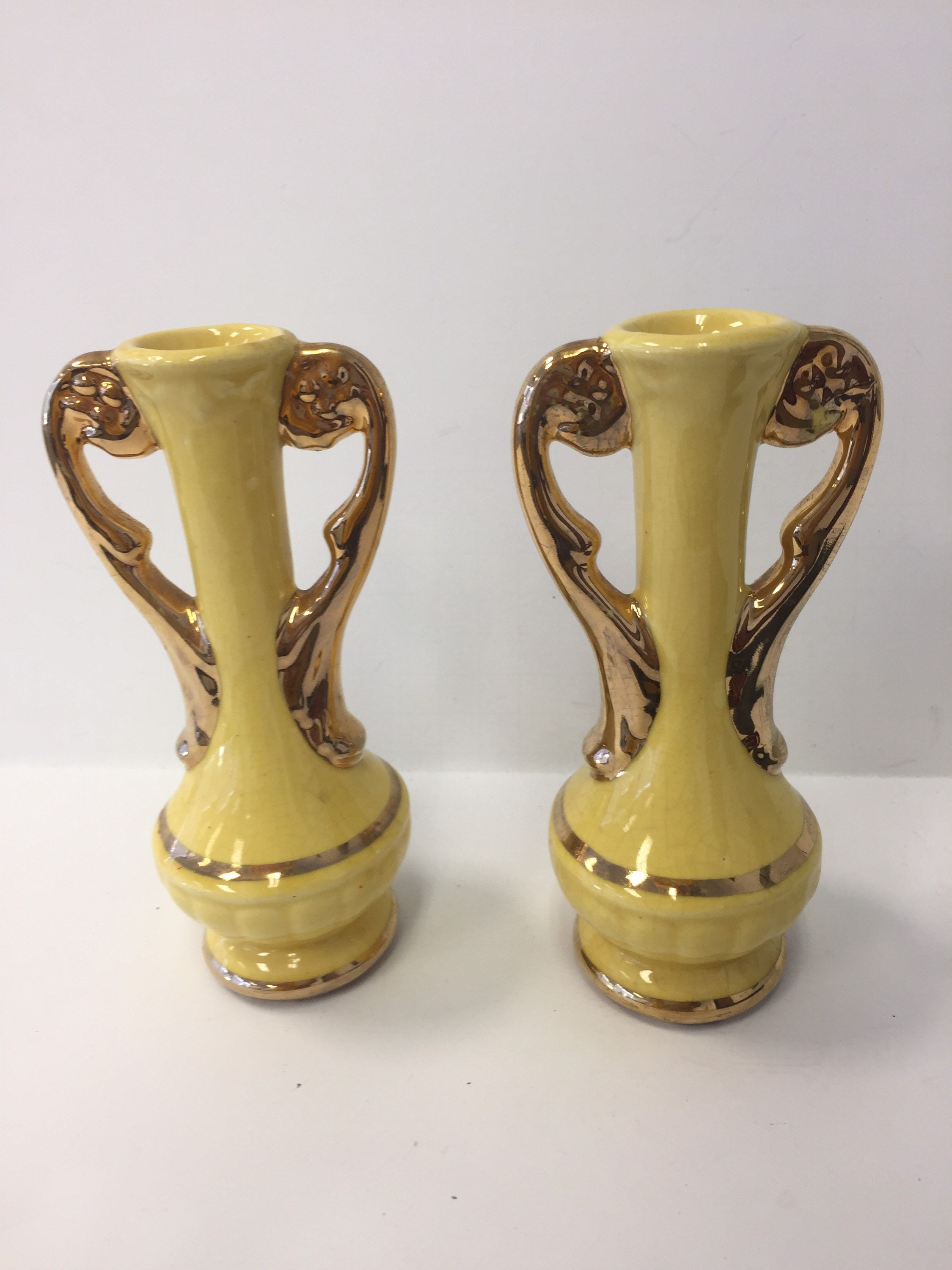 Vintage 1940's Chic Pottery Zanesville Ohio Two Spill Vase Etsy