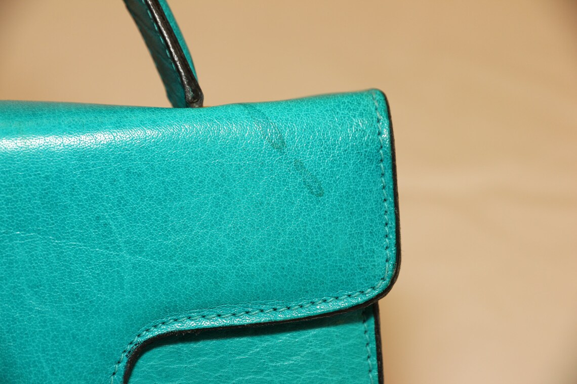 Vintage 1965 Italian Handbag Leather Turquoise Braided With Etsy