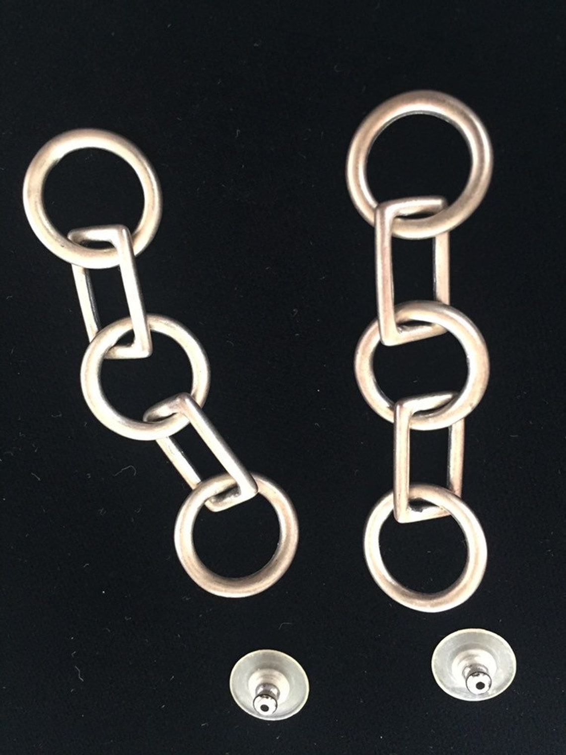 Vintage DKNY Earrings Pierced Circle Rectangle Dangle 2 | Etsy