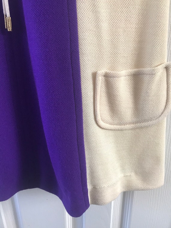 Vtg 1970's Mod Purple And White Lace Up Dress A G… - image 7