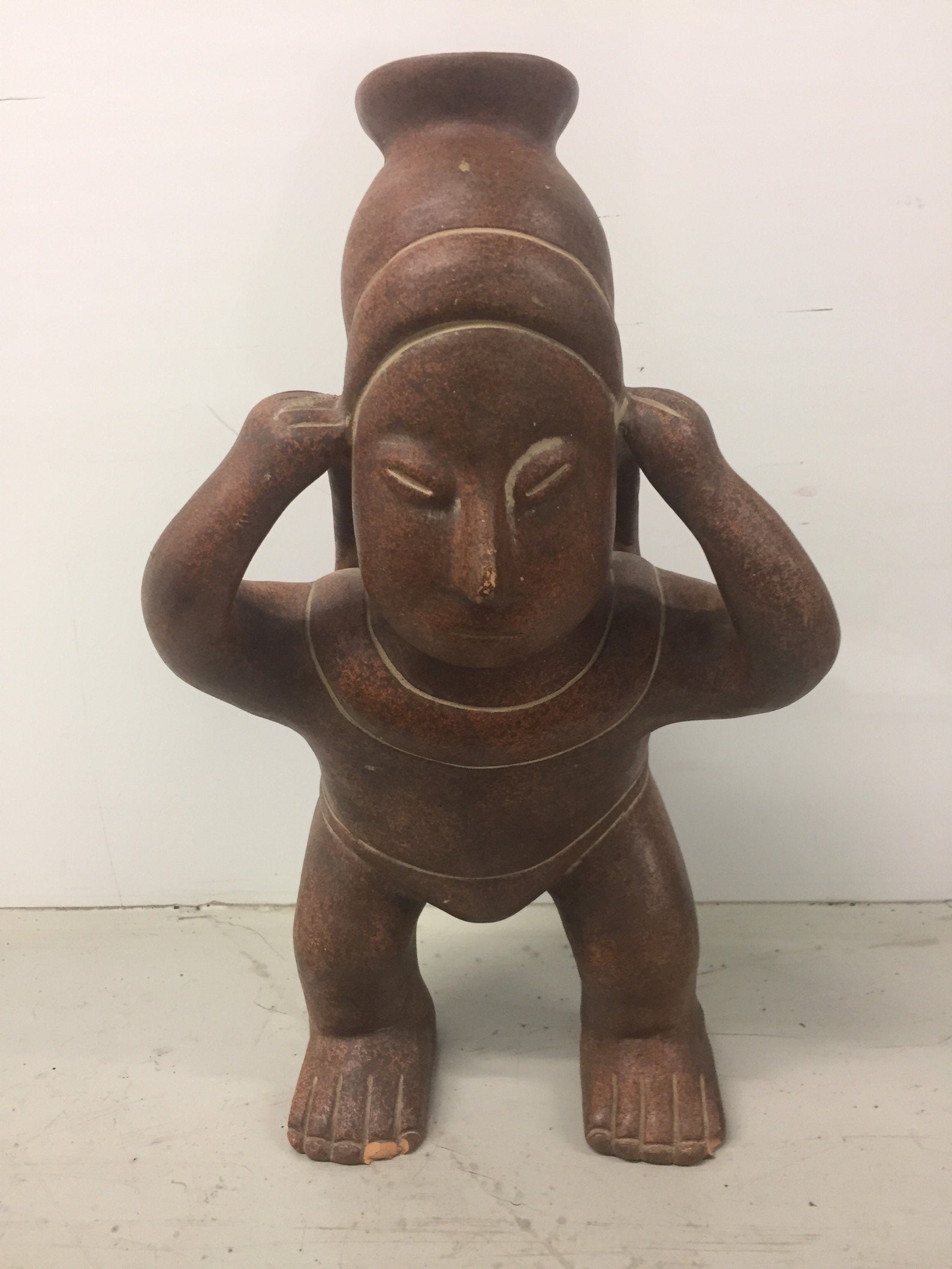 Vintage 1973 Ceramic Terracotta Mayan Figurine Male Carrying Etsy