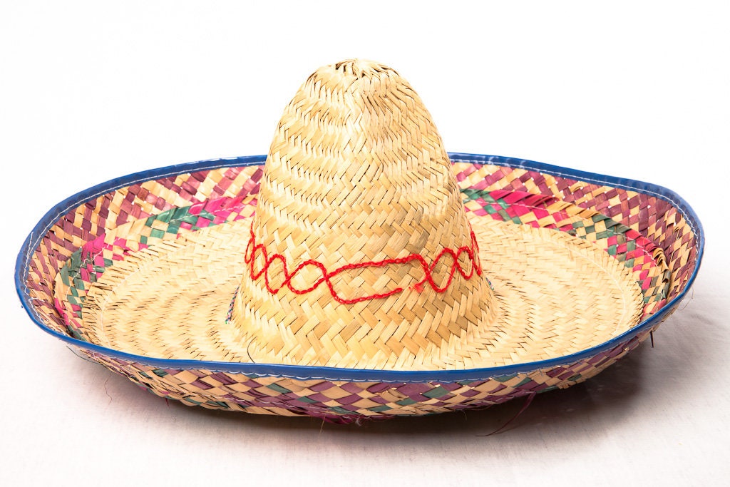 Straw Sombrero Plastic Blue or Red Rim Various - Etsy