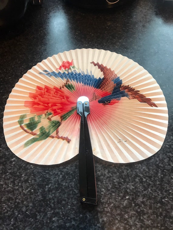 vintage paper hand fan Gem