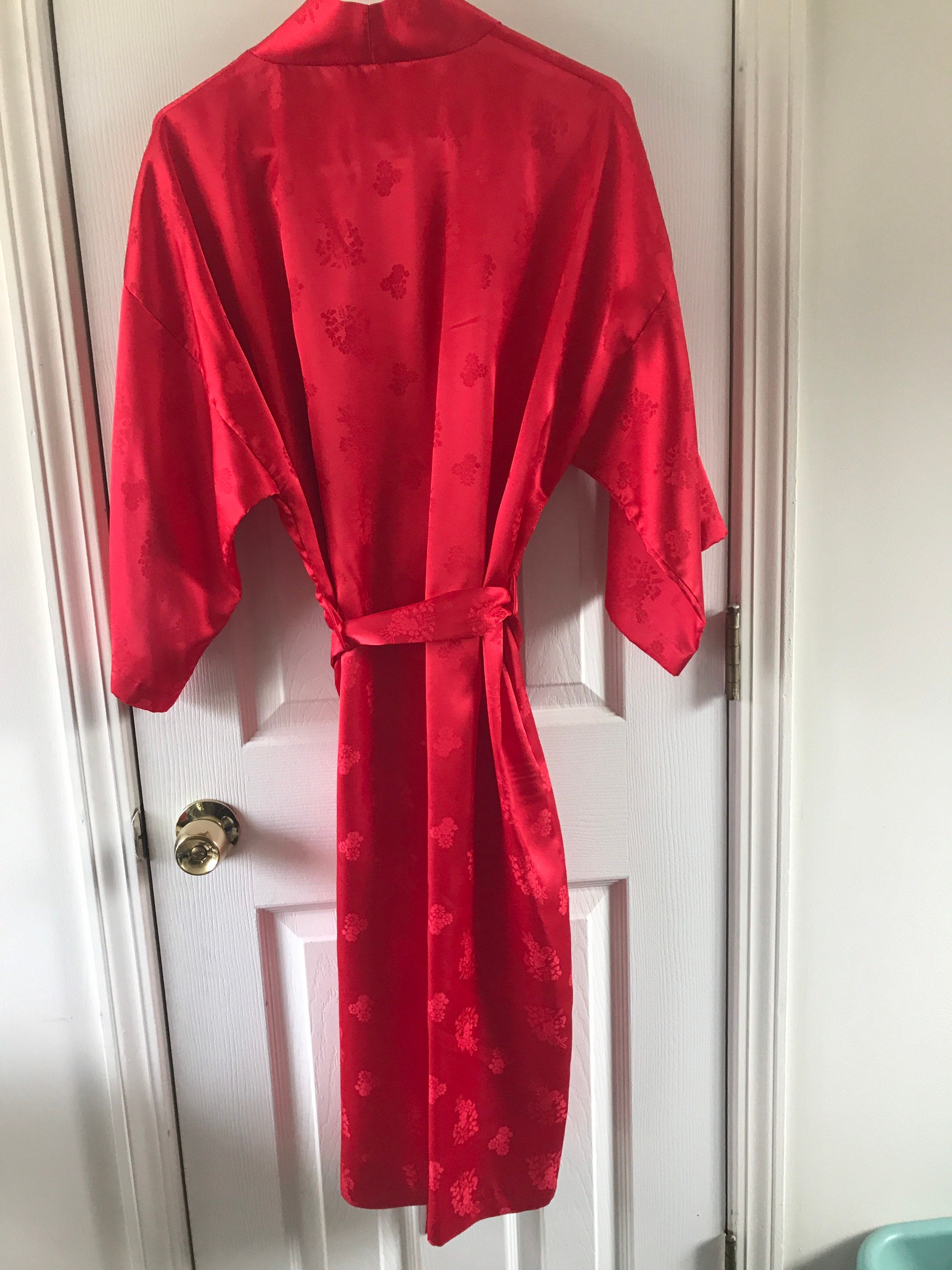 Vintage 1970s Silk Robe Saks Fifth Avenue Bright Red Floral - Etsy