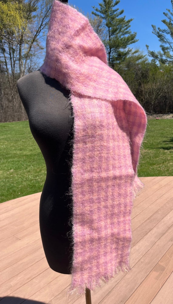 Vintage 1960’s Pink Purple Scarf Plaid Fall Winte… - image 2