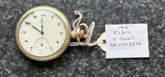 Antique 1912 Elgin Pocket Watch 15 Jewels S/N 175… - image 1