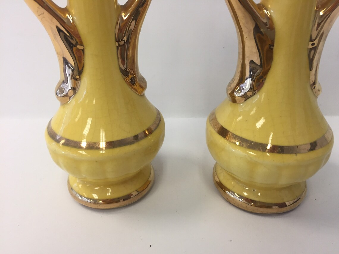 Vintage 1940's Chic Pottery Zanesville Ohio Two Spill Vase Etsy