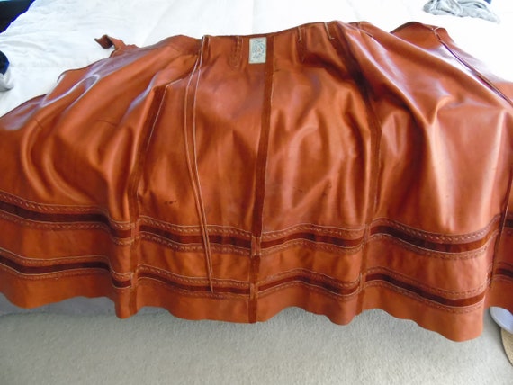 Vintage 1973 Char, Maxi Skirt, Natural Leather Su… - image 4