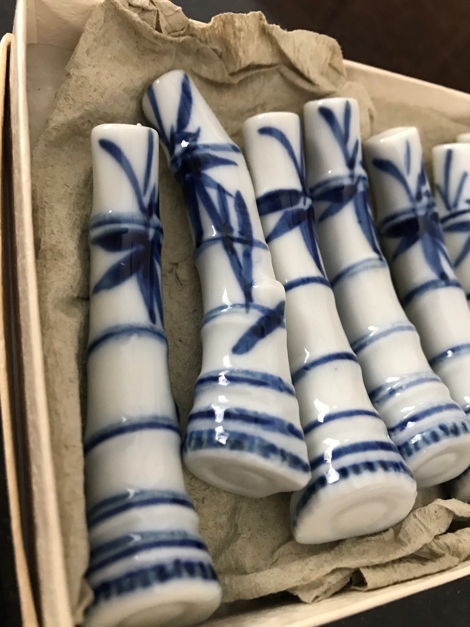 Vintage Set Of 7 Porcelain Chopstick Holders Hashioki White & Etsy