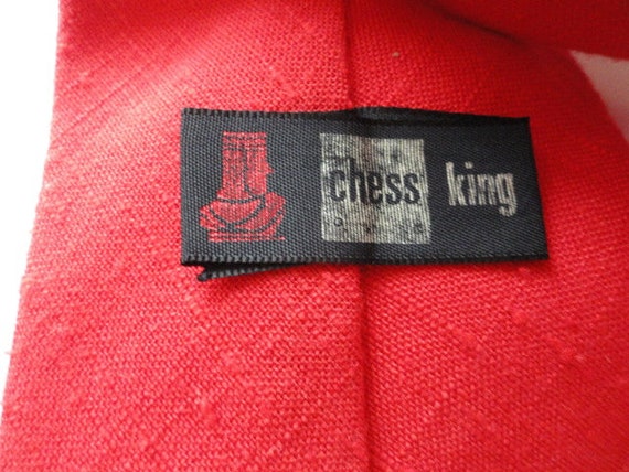 Vintage Men’s Chess King Red Tie Linen NWOT 54.5"… - image 4