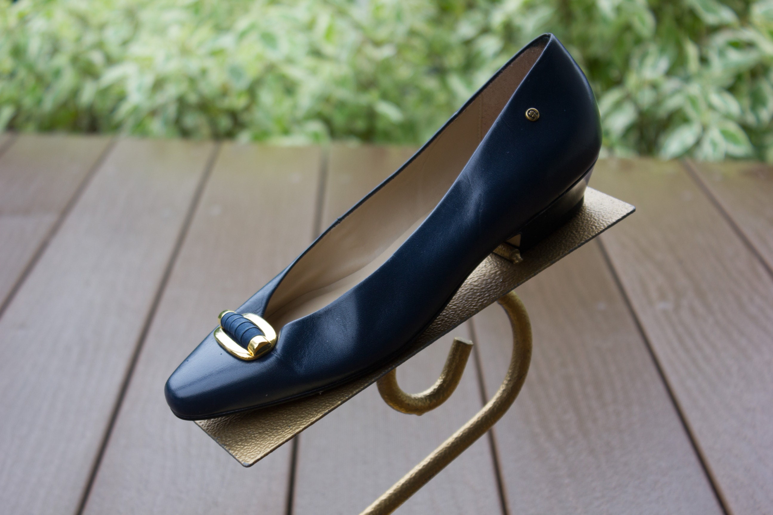 Vintage Etienne Aigner Shoes Navy Blue Women's Brass - Etsy